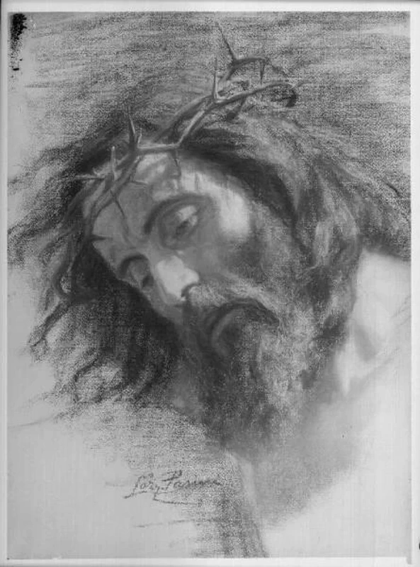 Riproduzione di opera d'arte. Dipinto di Lazzaro Pasini. Cristo - Biblioteca Nazionale Braidense, Milano